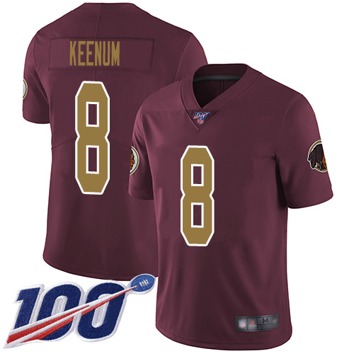 Washington Redskins Limited Burgundy Red Youth Case Keenum Alternate Jersey NFL Football #8 100th